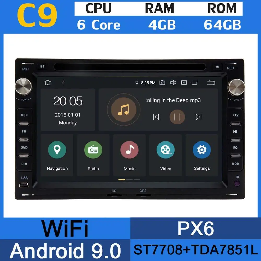 6Core 4G RAM 64G PX " Android 9,0 PX6 4G+ 64G Автомобильный DVD для шкода Octavia VW Volkswagen для Golf, jetta, POLO SHARAN Passat b5 Golf T4 T5 Seat Ibiza Radio gps - Цвет: 6Core 4G RAM 64G PX