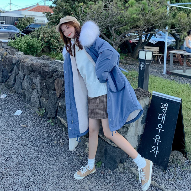 

New style medium long cotton padded clothes female winter down padded coats yellow lady thick fashion loose women's overcoats