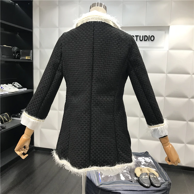 

Amolapha Women Winter Woolen Jacket Coats Turn-down Collar Single Breasted Tassel Long Style Casual Coat Outwears for Woman