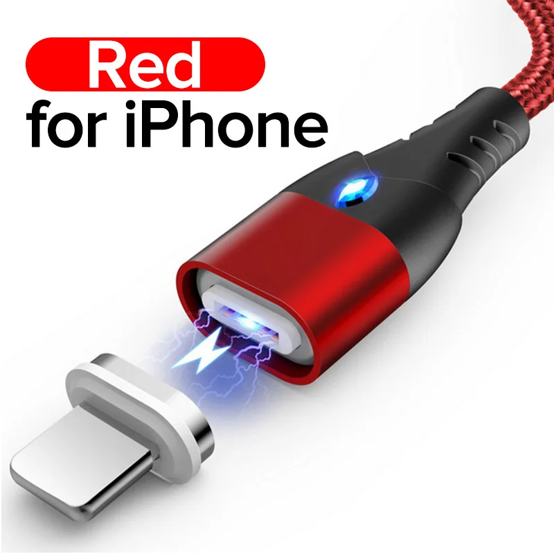 for iOS Red 1 м Магнитный Micro USB кабель для быстрой зарядки и синхронизации данных провод MicroUSB Android телефон 3A провод для быстрой зарядки для htc Mi samsung Note 4 - Цвет: for iOS Red