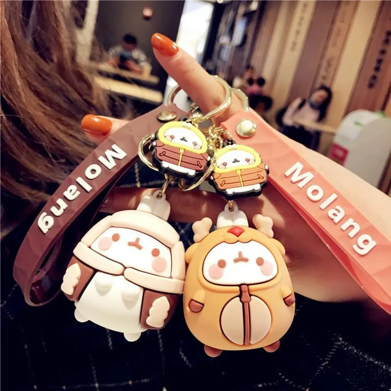 

Fashion Cute Snowball Rabbit Keychain For Woman Men Girls Animal Car Key Bag Pendant Cartoon Couple Key Ring Pendant jewelry