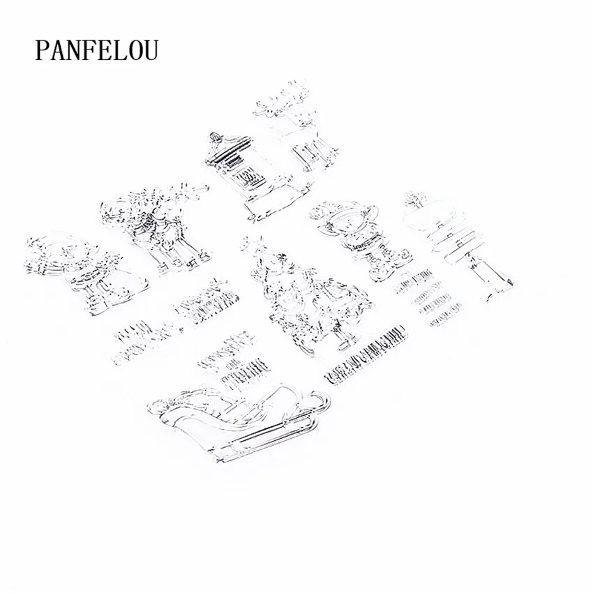 Прозрачный силиконовый каучук PANFELOU 17x15 см с изображением оленя и эльфов для
