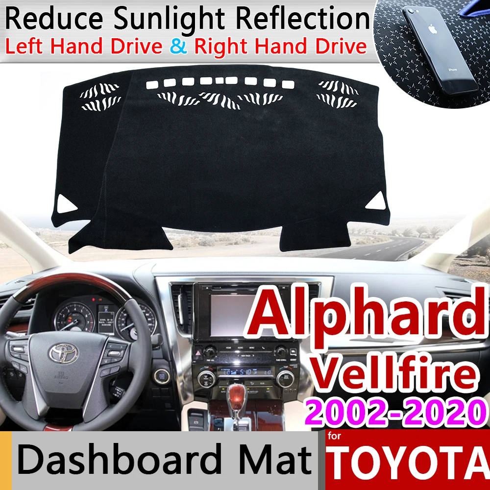 Для Toyota Alphard Vellfire 10 20 30 2002 ~ 2020 AH10 AH20 AH30 Противоскользящий коврик на приборную