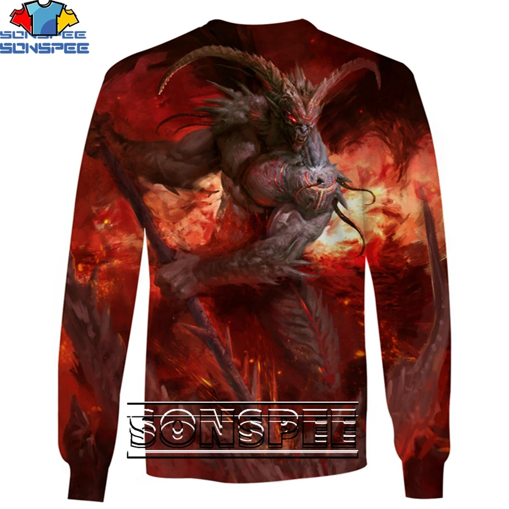 

SONSPEE Demon Devil Handsome Sweatshirt 3D Printing Men Womens Spring Autumn Harajuku Casual Man Oversize Sweatshirts Kids Top
