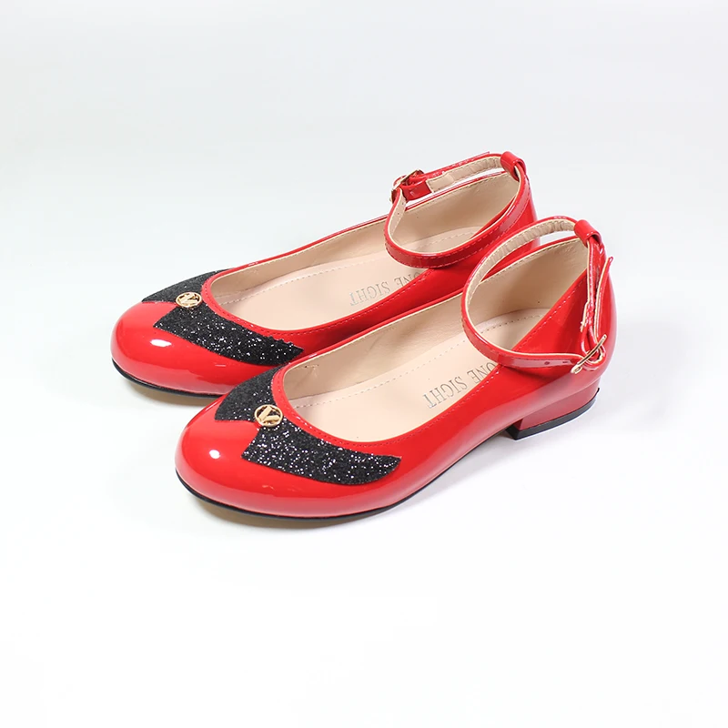 

Туфли детские кожаные для девочек, на низком каблуке, с бантиком, весна 2021