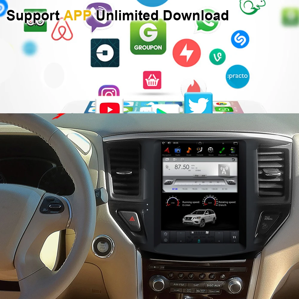 Вертикальный Автомобильный GPS-навигатор в стиле Tesla Android 9 0 для NISSAN Pathfinder 2013-Радио