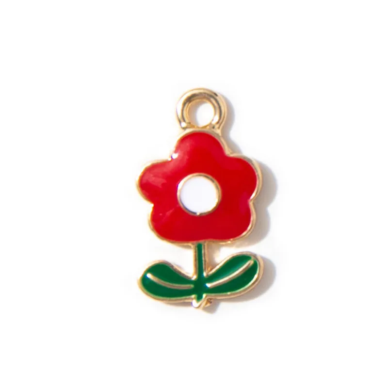 

XuQian High Quality Gold Plated Enamel Flower Charms Pendant with 17*8cm For DIY Jewelry Making Necklace P0035