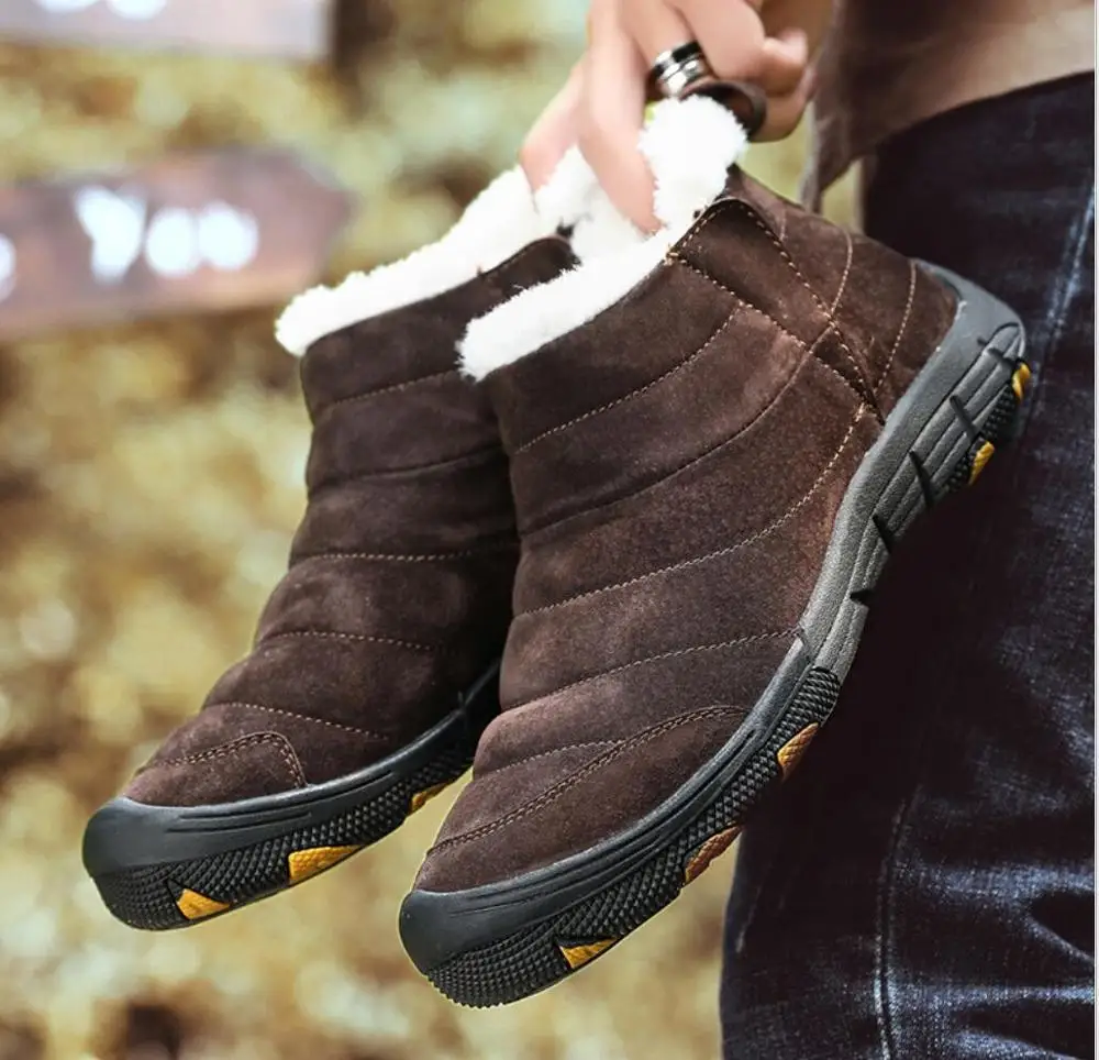 Теплые Зимние ботильоны Плюшевая обувь для русской зимы Водонепроницаемые
