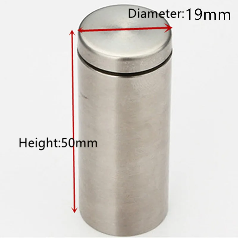 M19x50mm Стекло крепеж диаметр 19 мм нержавеющая сталь акриловые рекламные стойки штырьковые гвозди билборд крепежные винты оборудование - Цвет: M19x50mm