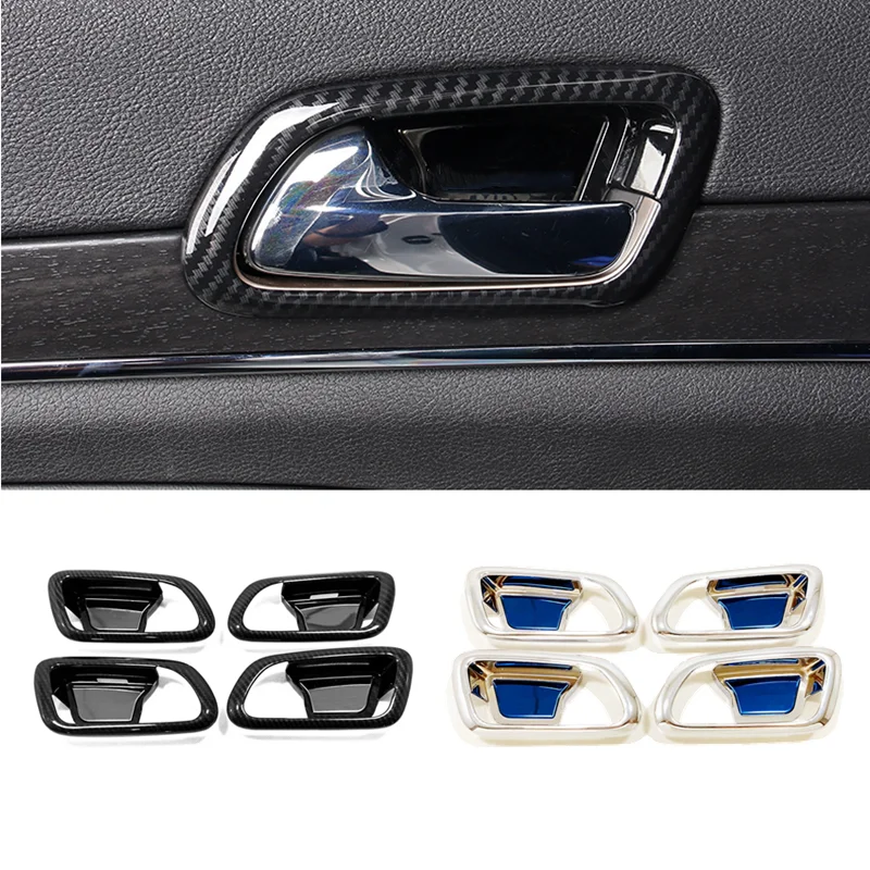ABS Chrome/Carbon fiber Car Door Inner Handle Bowl Frame Cover Trim Car Styling Accessories For Jeep Grand Cherokee 2014-2018