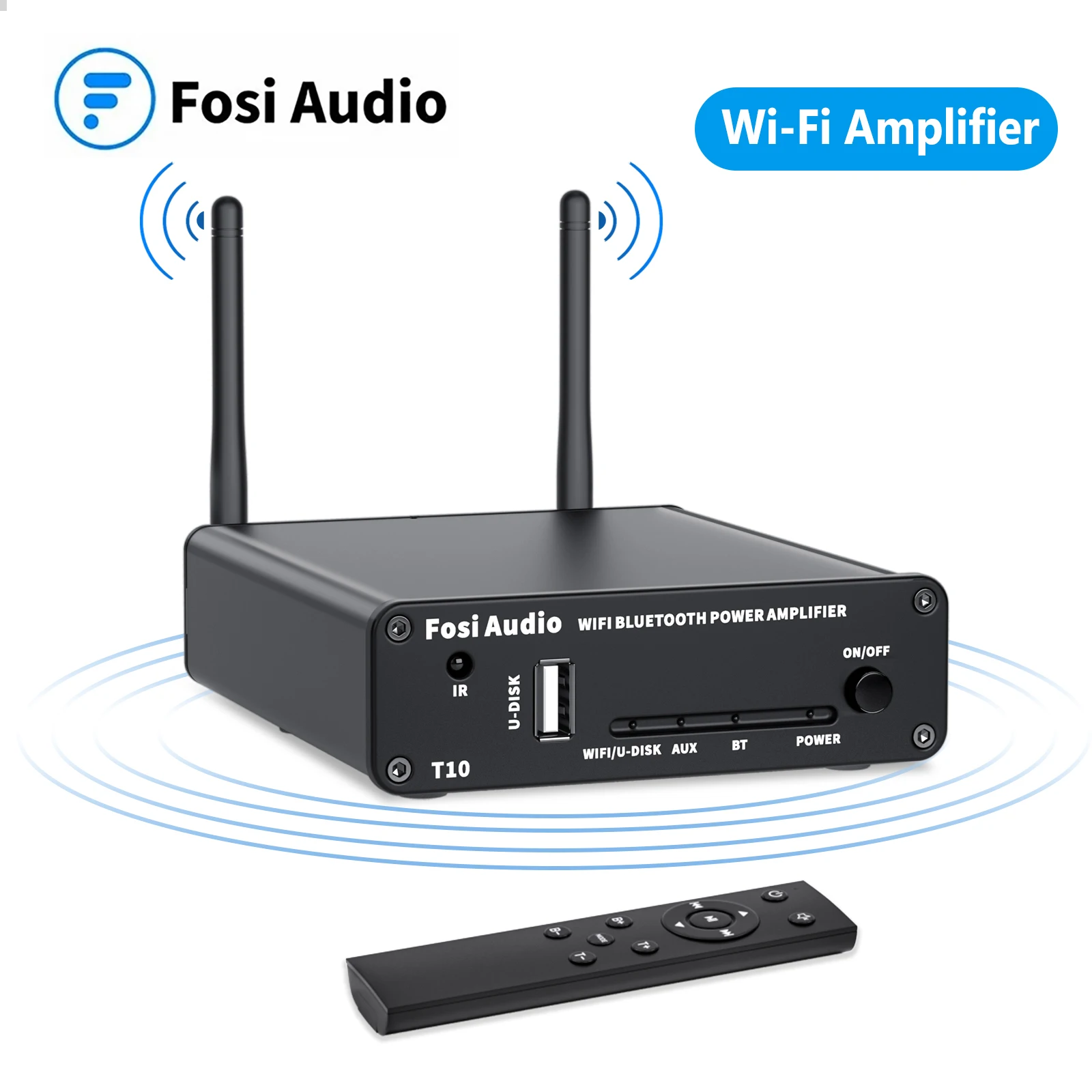 Усилитель звука Fosi Audio T10 стерео усилитель 100 Вт аудио Wi-Fi Bluetooth мощности с 2 4G U-disk