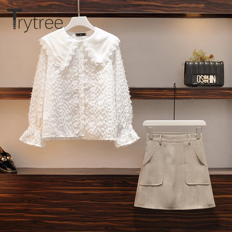 Весенний комплект из двух предметов Trytree 2020 повседневный кружевной однобортный