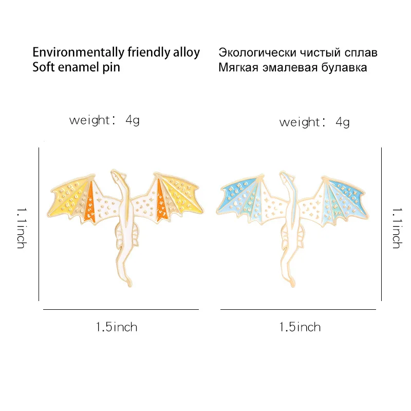 Милый летающий дракон динозавр брошь эмалированный штифт значок булавки