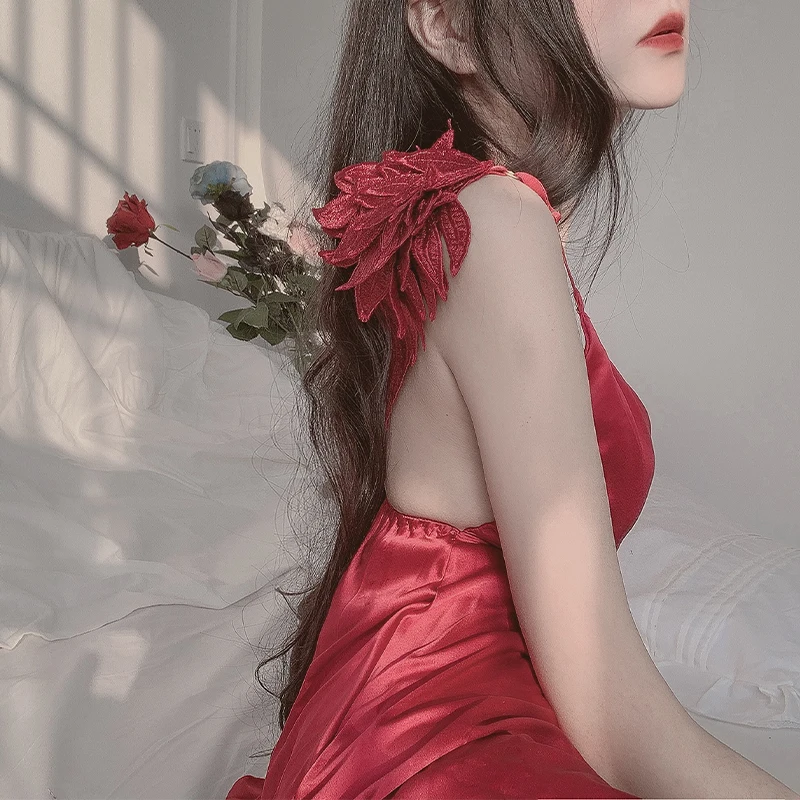 Женская ночная рубашка с кружевным ремешком пижама домашний костюм сексуальное