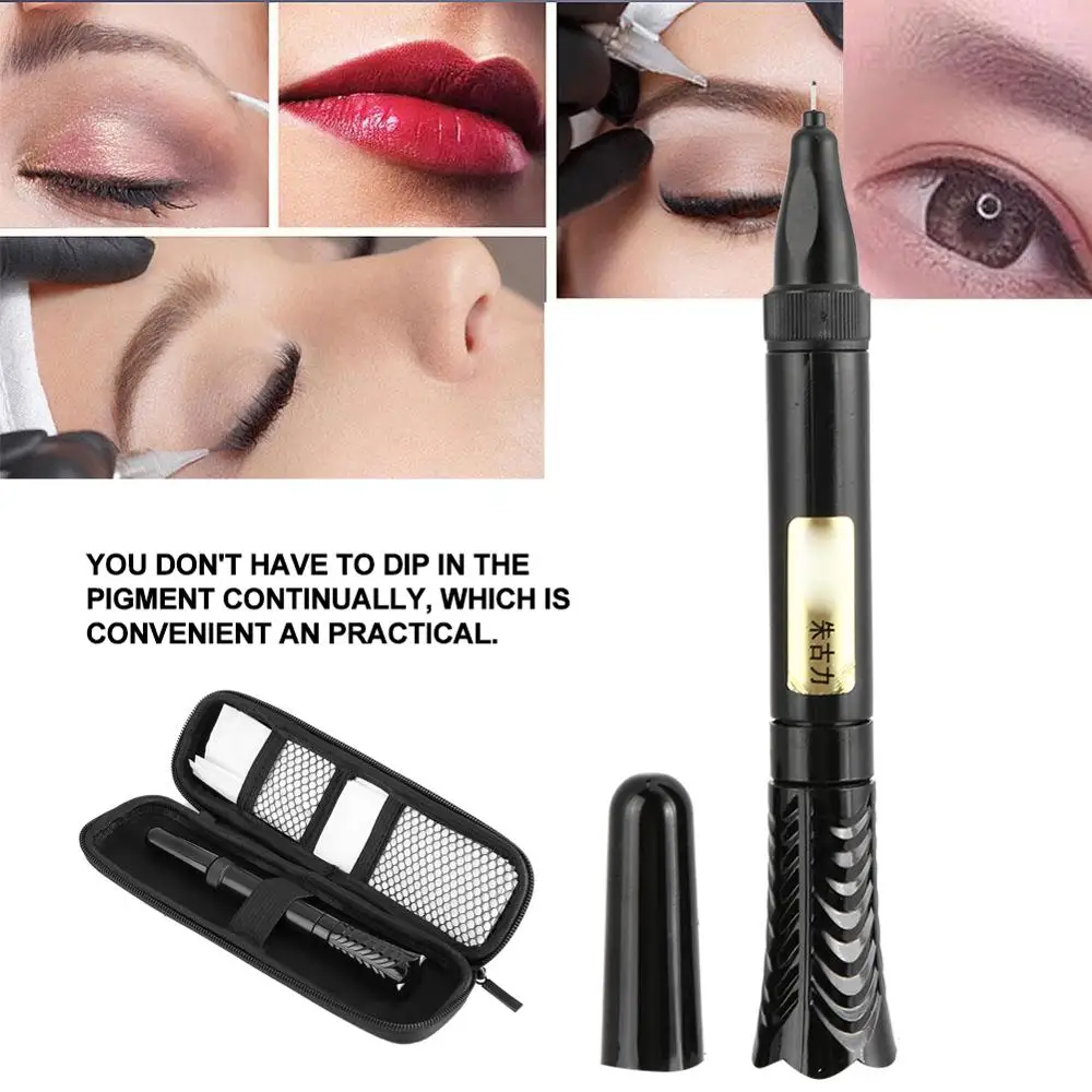 Chocolate Color Manual Tattoo Pen Lining Shader Microblading Tattoos Fog Eyeliner Lip Permanent Makeup Tools with Needles Roller | Красота и