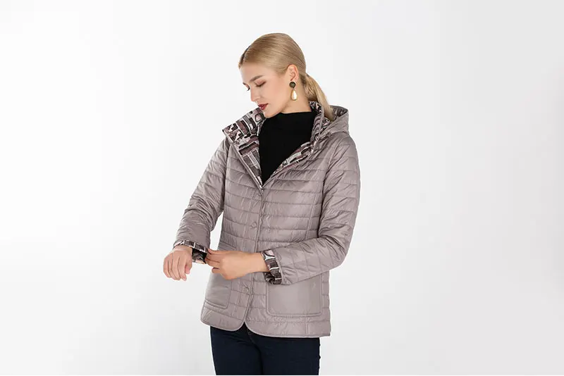 MODERN NEW SAGA Осенняя Женская Куртка Двусторонняя Куртка Хлопок Стеганая Куртка С Капюшоном Синтепон Женское Пальто Короткое Теплая Куртка Для Женщин Куртки Женские Осенние Русский Размер