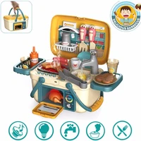 kids bbq grill playset portable picnic kitchen basket toys with musics and lights play foods cooking pretend play toys for girls