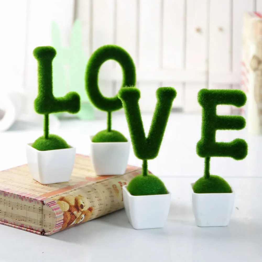 Real Touch Simulation Flower Home Decor 1 Set Garden DIY Artificial LOVE Bonsai Fashion Fake Plant Wedding Handmade Household | Дом и сад