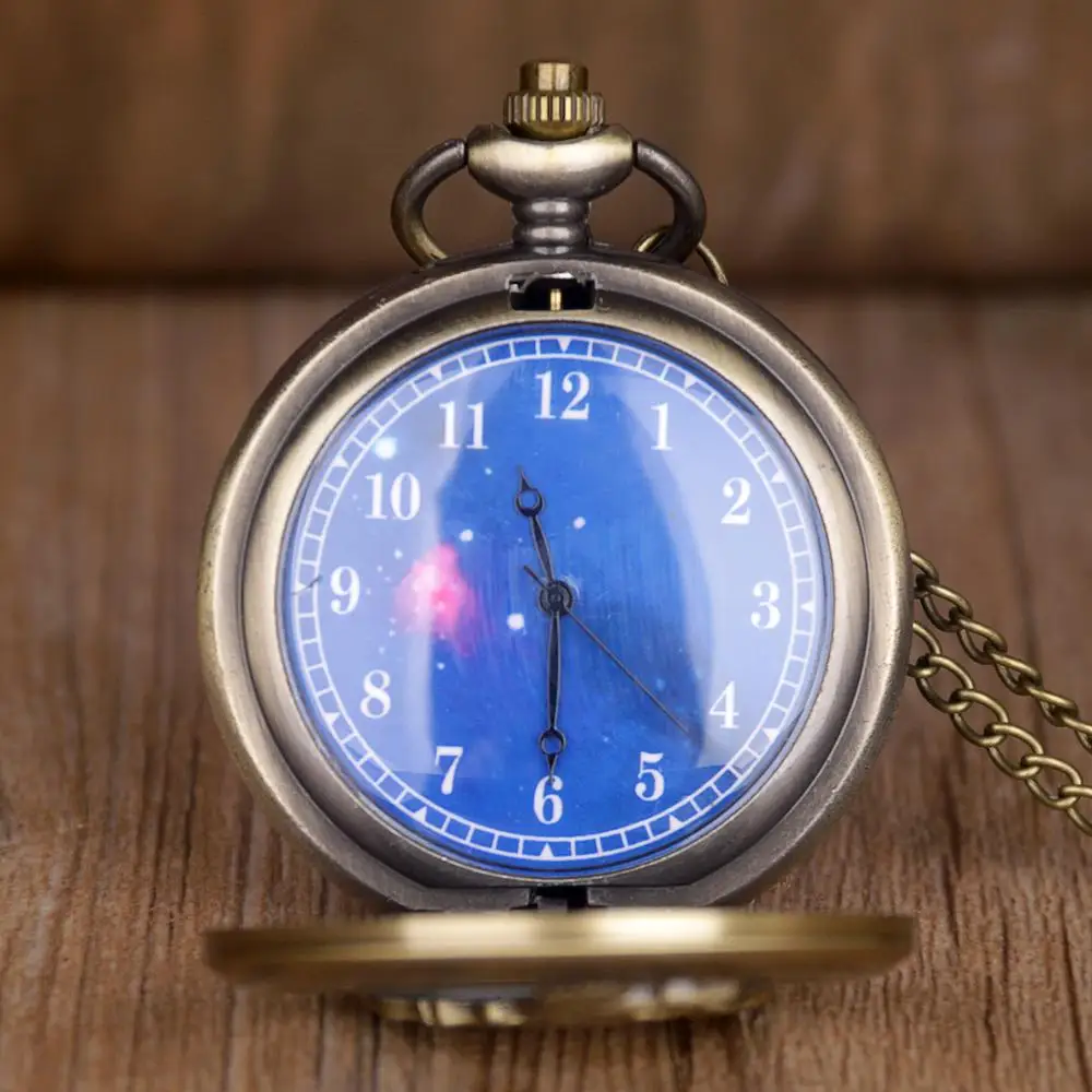 Лидер продаж ретро античная бронза Тема фильма кварцевые карманные часы