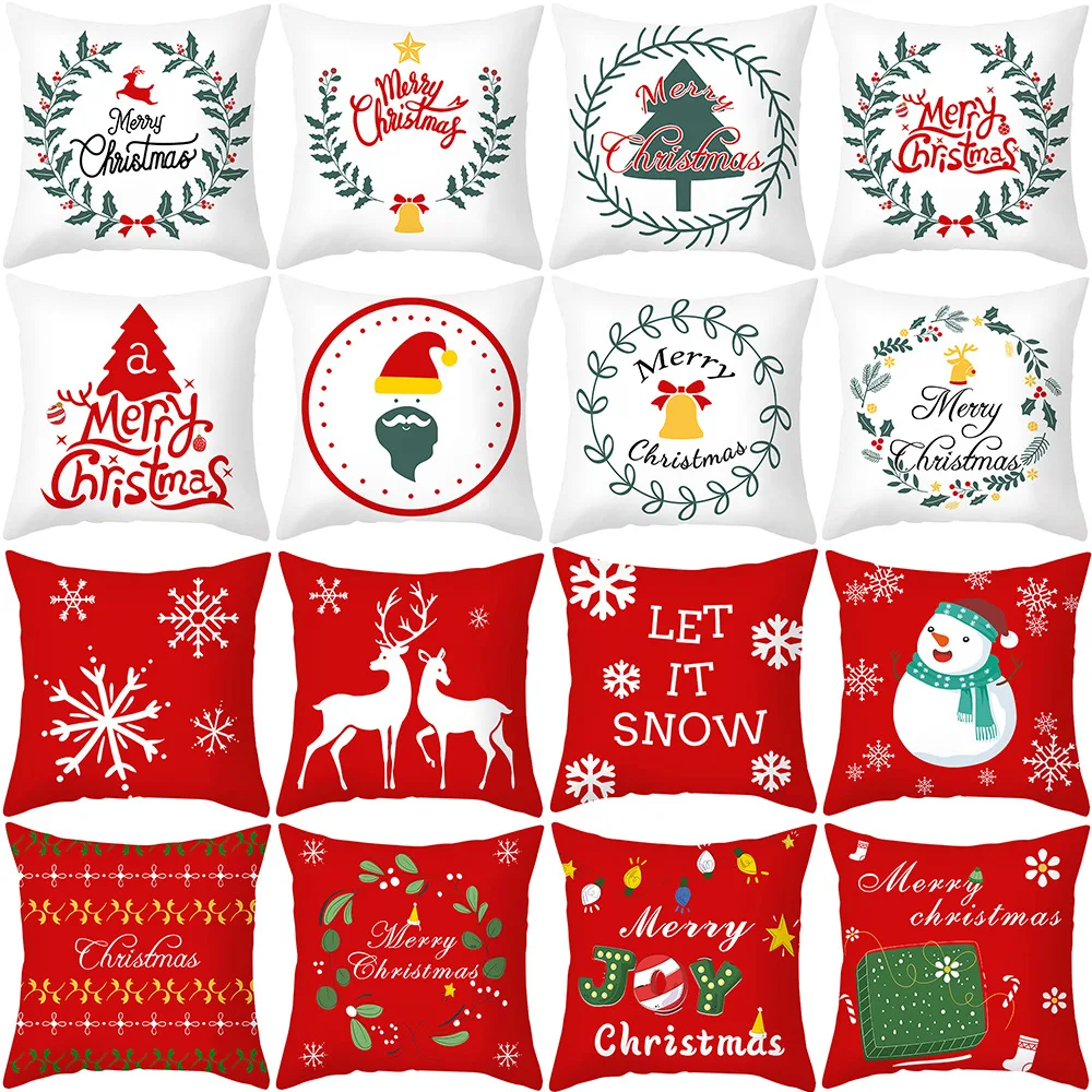 

New Christmas Printing Cushion Cover 45*45 Pillow Covers Sofa Cushions Pillow Cases Decor Polyester Pillowcase 0668