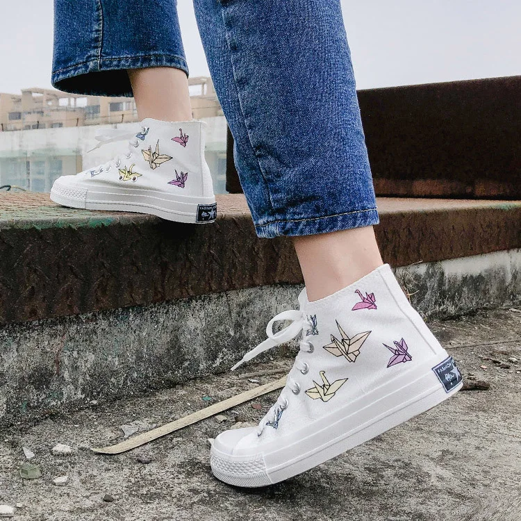 Разноцветные парусиновые туфли Зимняя Новая повседневная женская обувь