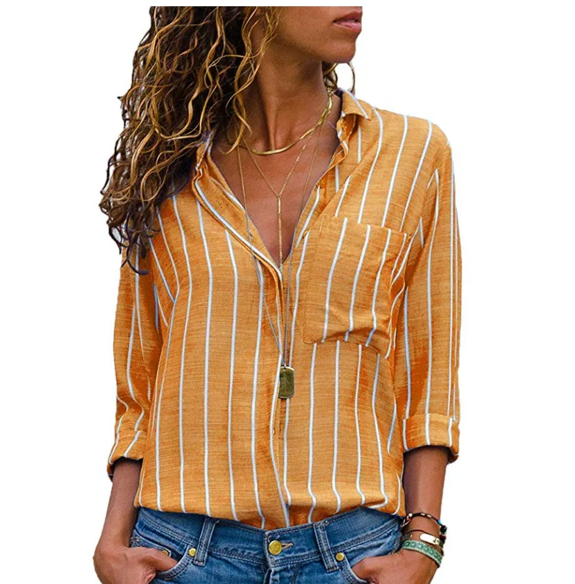 

Women Striped Long Sleeve Fashion Blouses Lady Office Solid Loose Shirt Womens Tops Shirts Hot Sale Blusas Plus Size 5xL