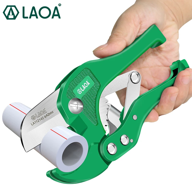 

LAOA 42MM Aluminum Alloy Pipe Cutter PVC Pipe Cutting Tool PPR Pipe Tube Cutter 5CR13 Blade PVC/CPVC Ratchet Scissors