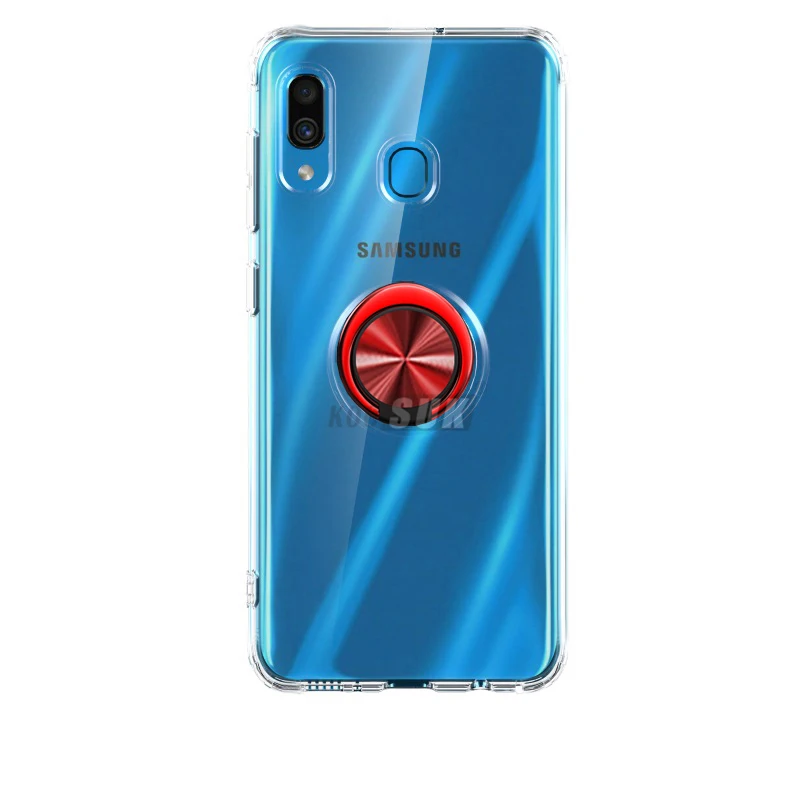 Прозрачный чехол для samsung Galaxy A20 крышка Роскошная прозрачная оболочка для samsung A90 A80 A70 A60 A50 A50s A40 A30 A30s A20e A10 чехол - Цвет: Красный