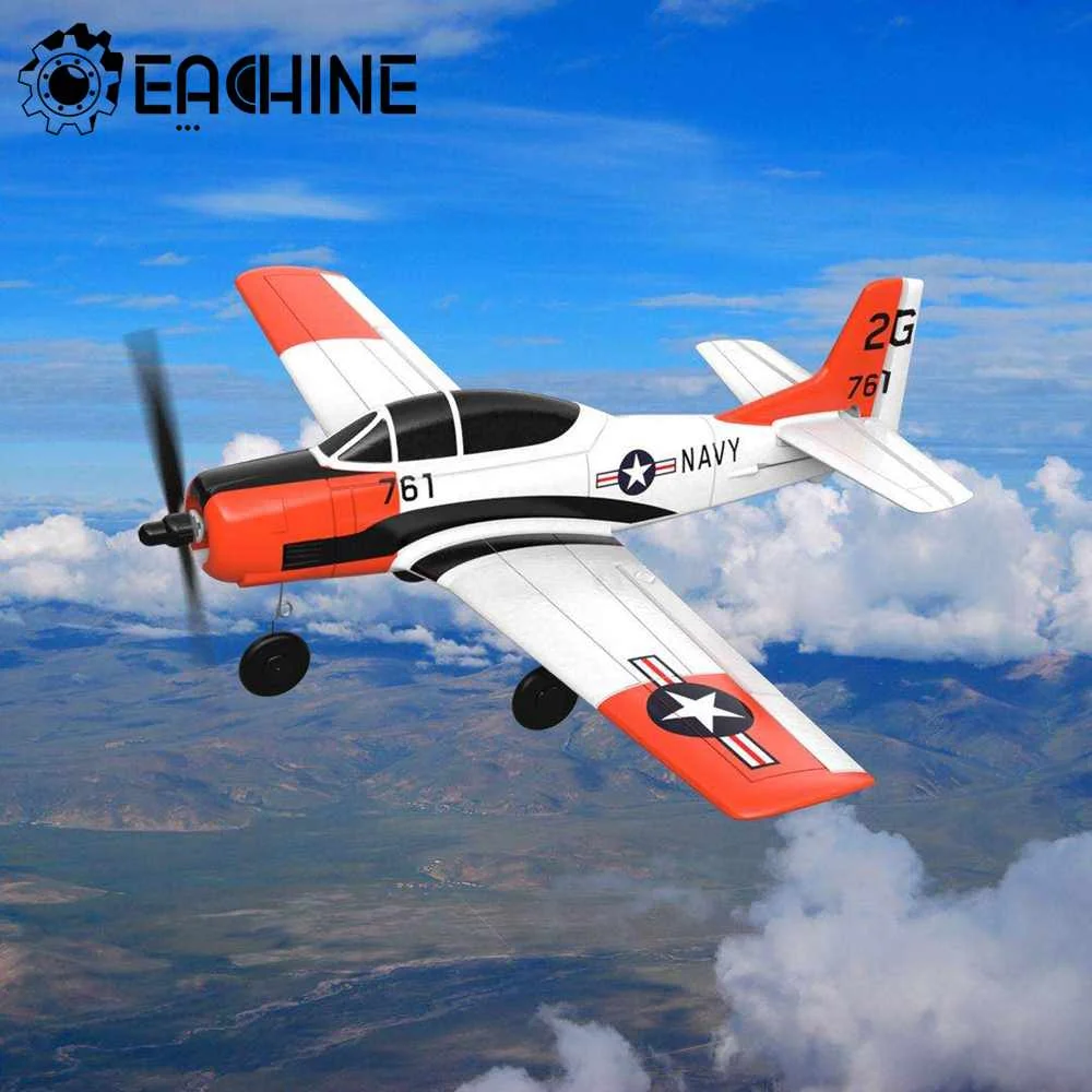Eachine Mini T-28 RC Airplane Trojan EPP 400mm Wingspan 2.4G 6-Axis Gyro Trainer Fixed Wing RTF One Key Return for Beginner | Игрушки и