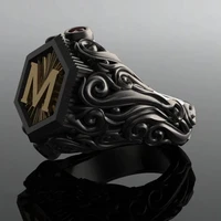new arrivals classic men rings m letter alloy rings rock punk anniversary christmas gift for men rings jewelry