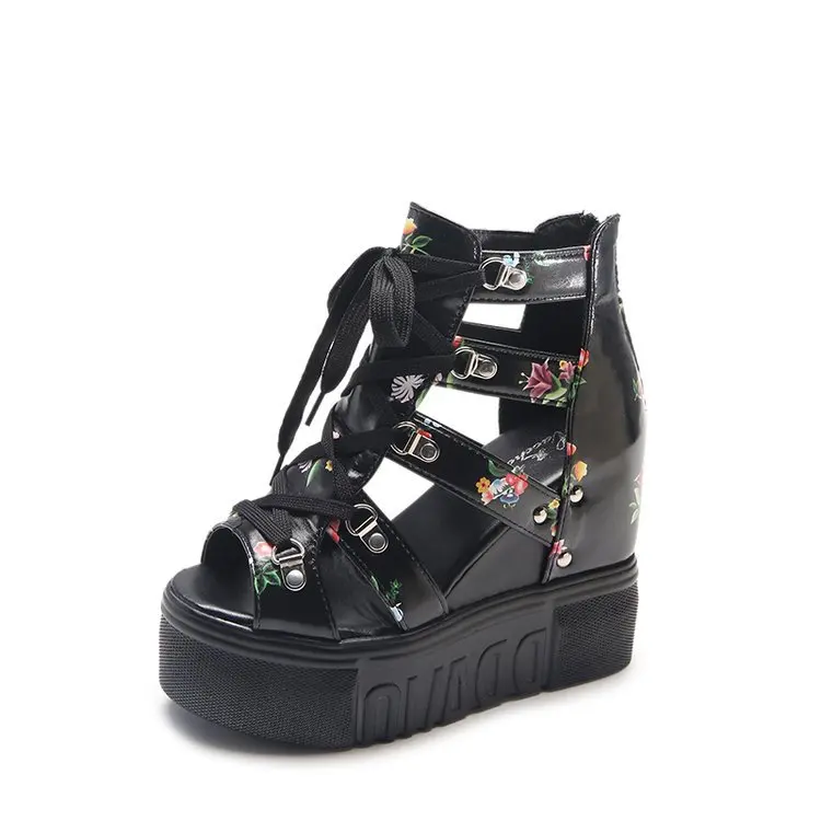 

sandals matching strap women's 2020 summer New high heel color Roman shoes 12cm super high heel slope heel fish mouth