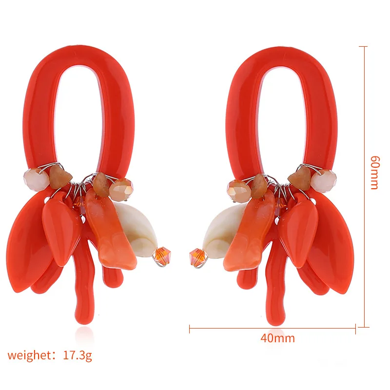 Женские Висячие серьги QMHJE в стиле бохо цветок подвески из смолы коралловые слои