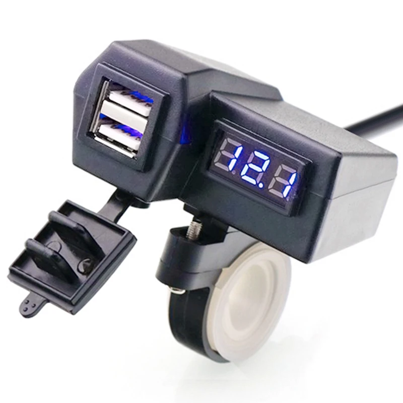 

Motorcycle Dual USB Charger 12V 3.1A Moto 2.1A+1A 12V To 5V 15W USB Charger with Voltmeter LED Display Sockets