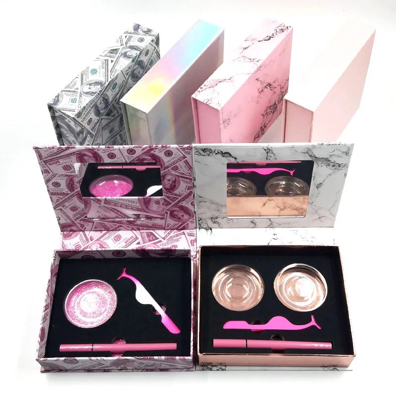 1pc magnetic eyelashes box with mirror eyelashes package High quality mink lashes package for 2pcs lashes