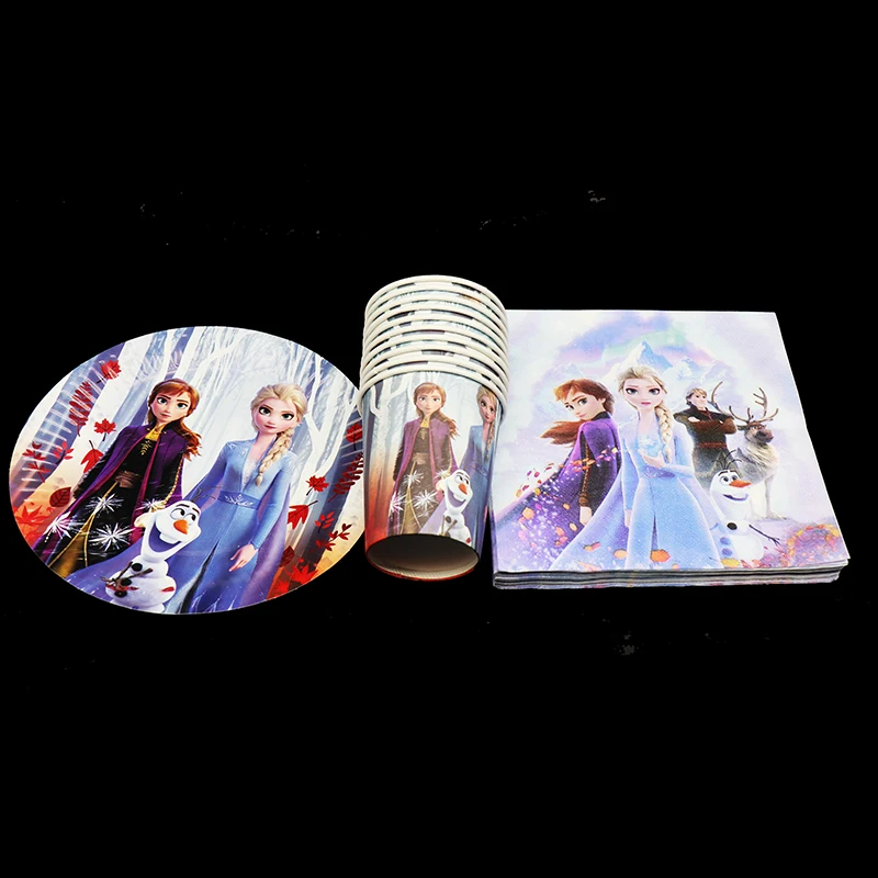 60 шт./лот Замороженные 2 одноразовые вечерние столовые приборы тарелки чашки