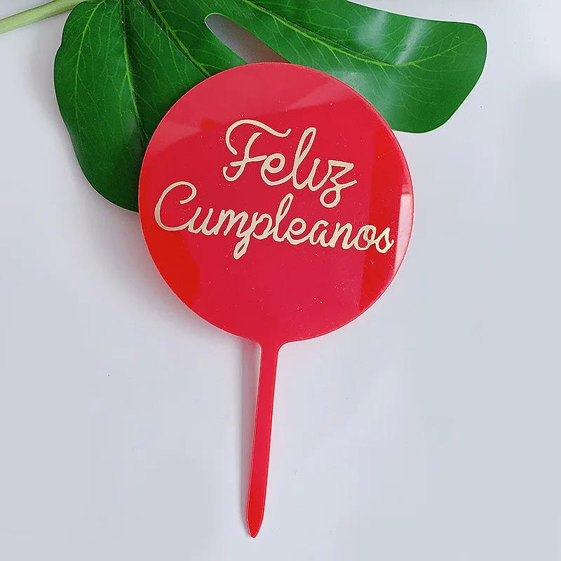 

Новый акриловый испанский Топпер для торта «С Днем Рождения» Feliz Cumpleanos украшение торта, выпечки детей день рождения Сувениры Торт Топперы