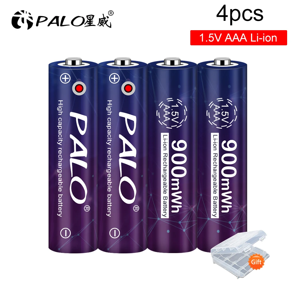 

PALO AAA 1.5V Li-ion Battery Rechargeable Battery 900mWh 1.5V Lithium Rechargeable Batteries for Flashlight Toys MP3 Player