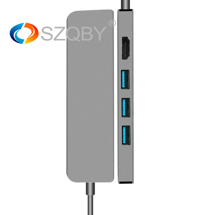 5 в 1 USB3.1 Тип C адаптер для с 3 портами (стандарт 0 HDMI и быстрой зарядки Мощность док