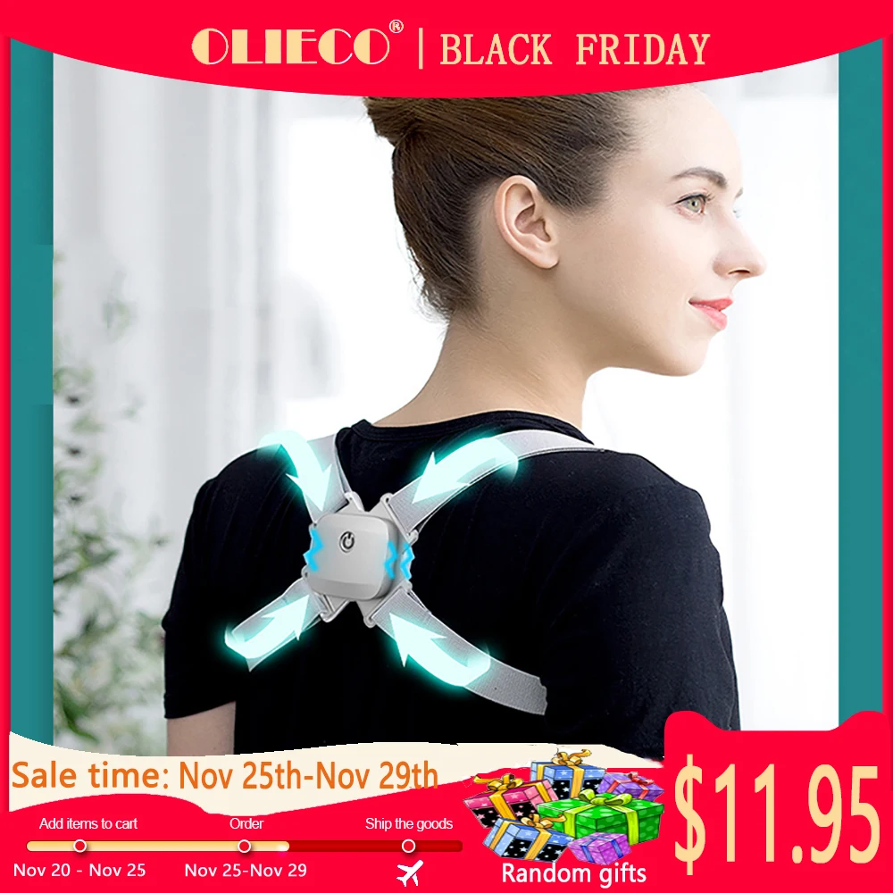 

OLIECO Intelligent Posture Corrector Back Posture Brace Shoulder Back Spine Support Body Pain Relief Adjustable Shoulder Belt