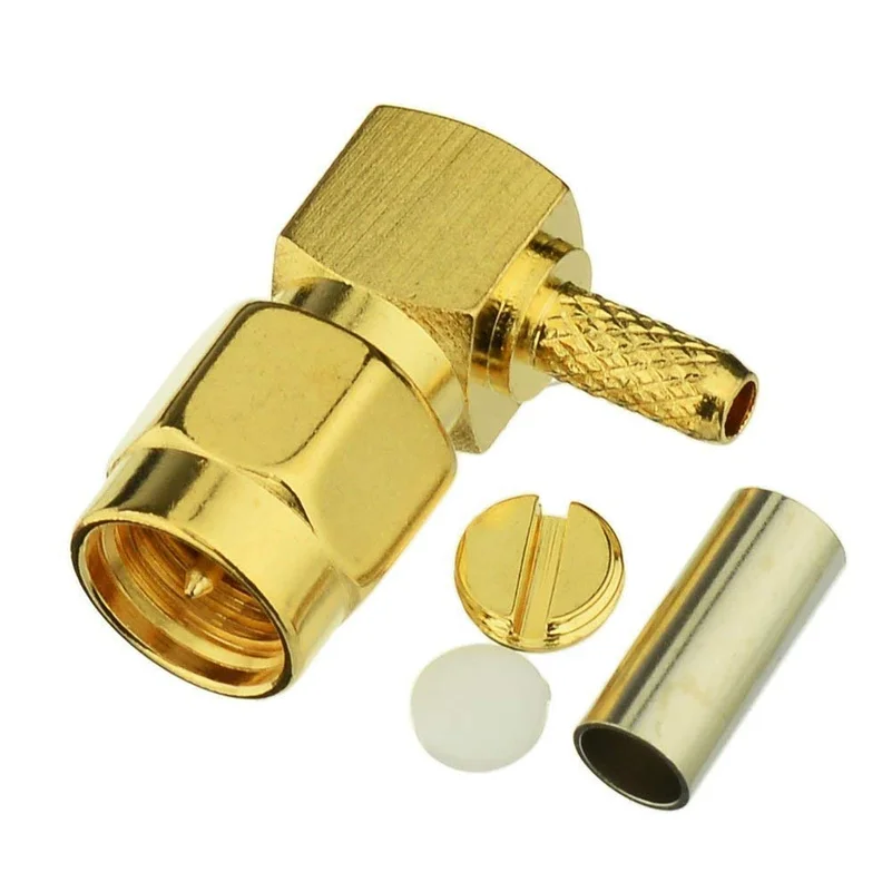 

5pcs/lot Right Angle SMA Male Plug Crimp RF Coaxial Cable Connector for RG316 RG174 LMR100 Wire