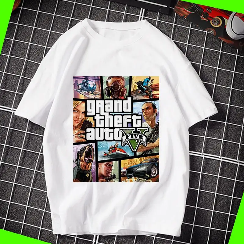 

2020 Grand Theft Auto GTA 5 boys summer Tshirt cool gta5 children's T-shirt colorful Pure cotton T-Shirt Funny clothes