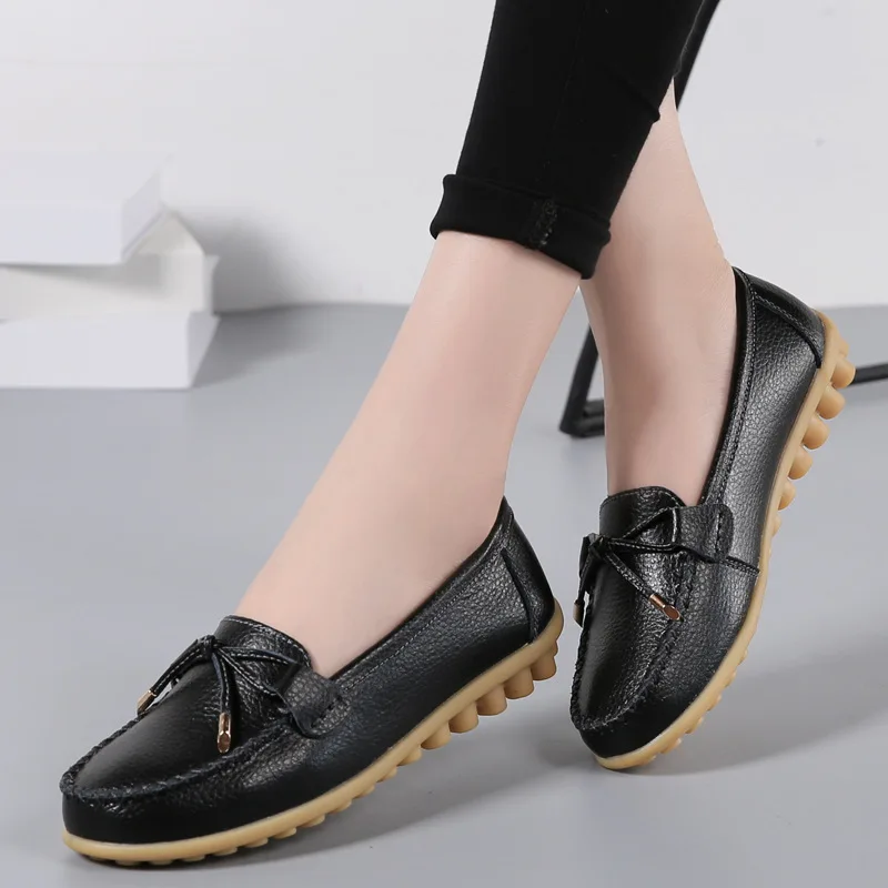 

Women's Flats 2021 Leisure Shoes Big Size 44 For Women's Shoes White Real Leather Shoes Flat Comfortable Nursing Mother