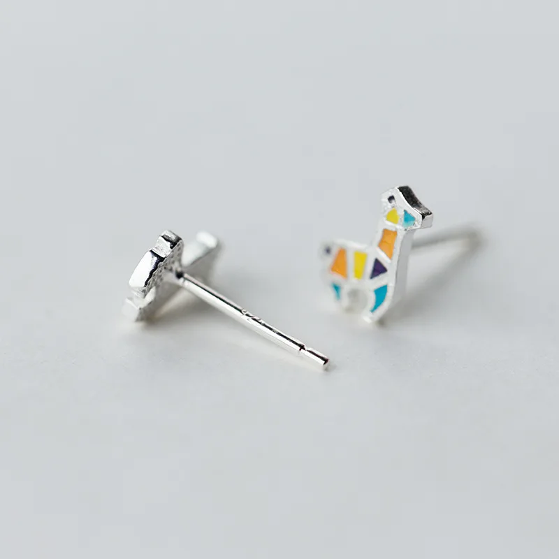 Серьги гвоздики из серебра 100% пробы с жирафом 7 х8 мм|Серьги-гвоздики| |