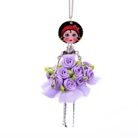 dress doll necklace handmade french doll pendant alloy girl women flower fashion jewelry