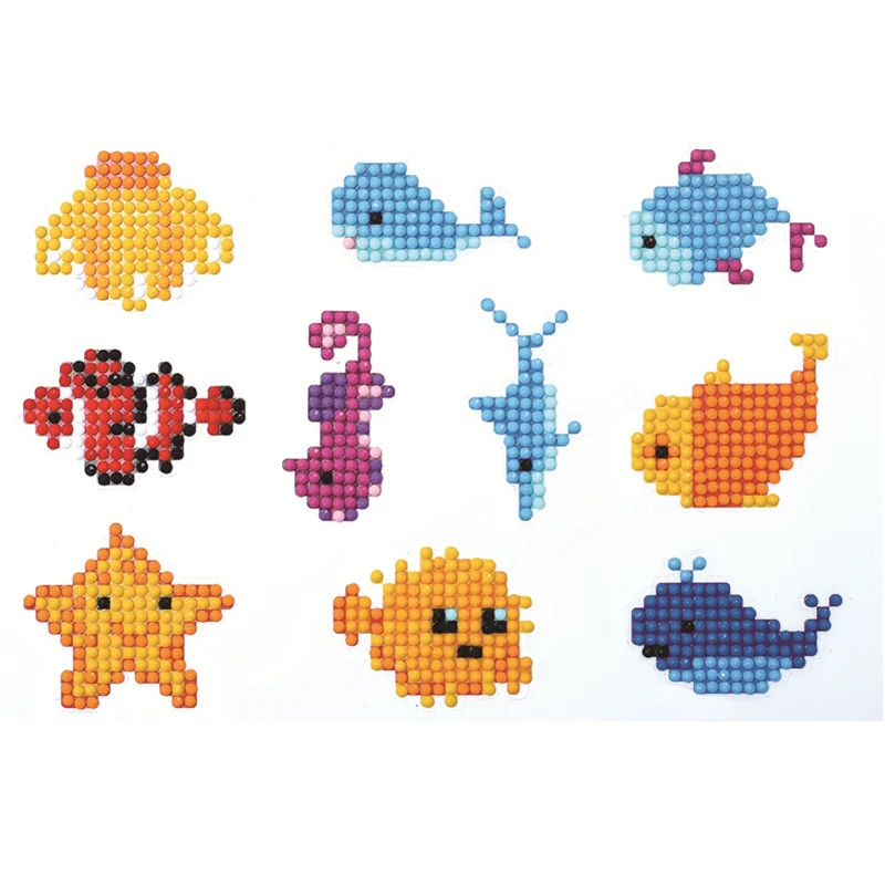 

5D DIY Diamond Painting Kits for Kids Mosaic Sticker by Numbers Kits Arts and Crafts Set for Children-Ocean Sea Animal 10 Pieces