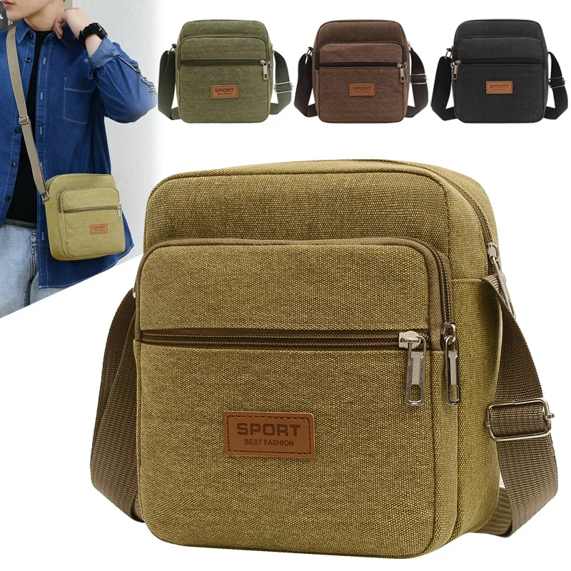 

2021 Men's Sidebag for Business Crossbody Bag Fashion Korean Version Men's Canvas Large Capacity Single Shoulder Messenger Bag