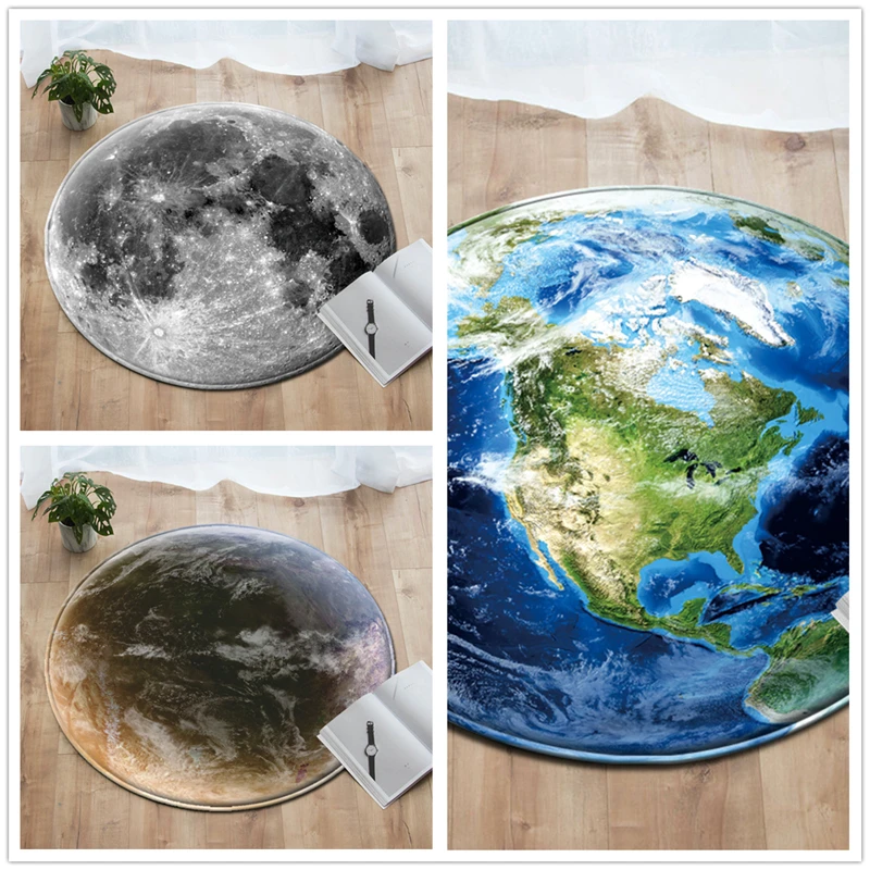 

Earth Circular Floor Mat Creative Planet Doormat Home Mat Super Soft Absorbent Bathroom Door Entrance Mat Diameter of 60cm 70CM