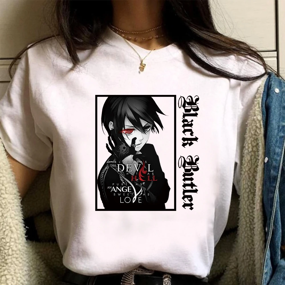 

Модные сапоги для косплея Темный дворецкий Аниме футболки унисекс Харадзюку уличная одежда с коротким рукавом и круглым вырезом на лето по...