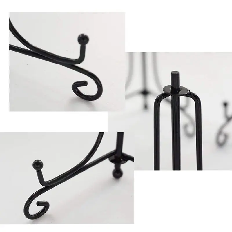 (4 pack)Iron Display Stand Black Iron Easel Plate Photo Holder Displays Picture Frames Cookbooks Decorative Pl | Дом и сад