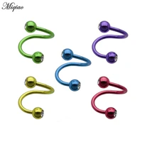 miqiao spiral surgical steel twisted lip ring nose rings gauge ear cartilage helix piercing piercing body jewelry